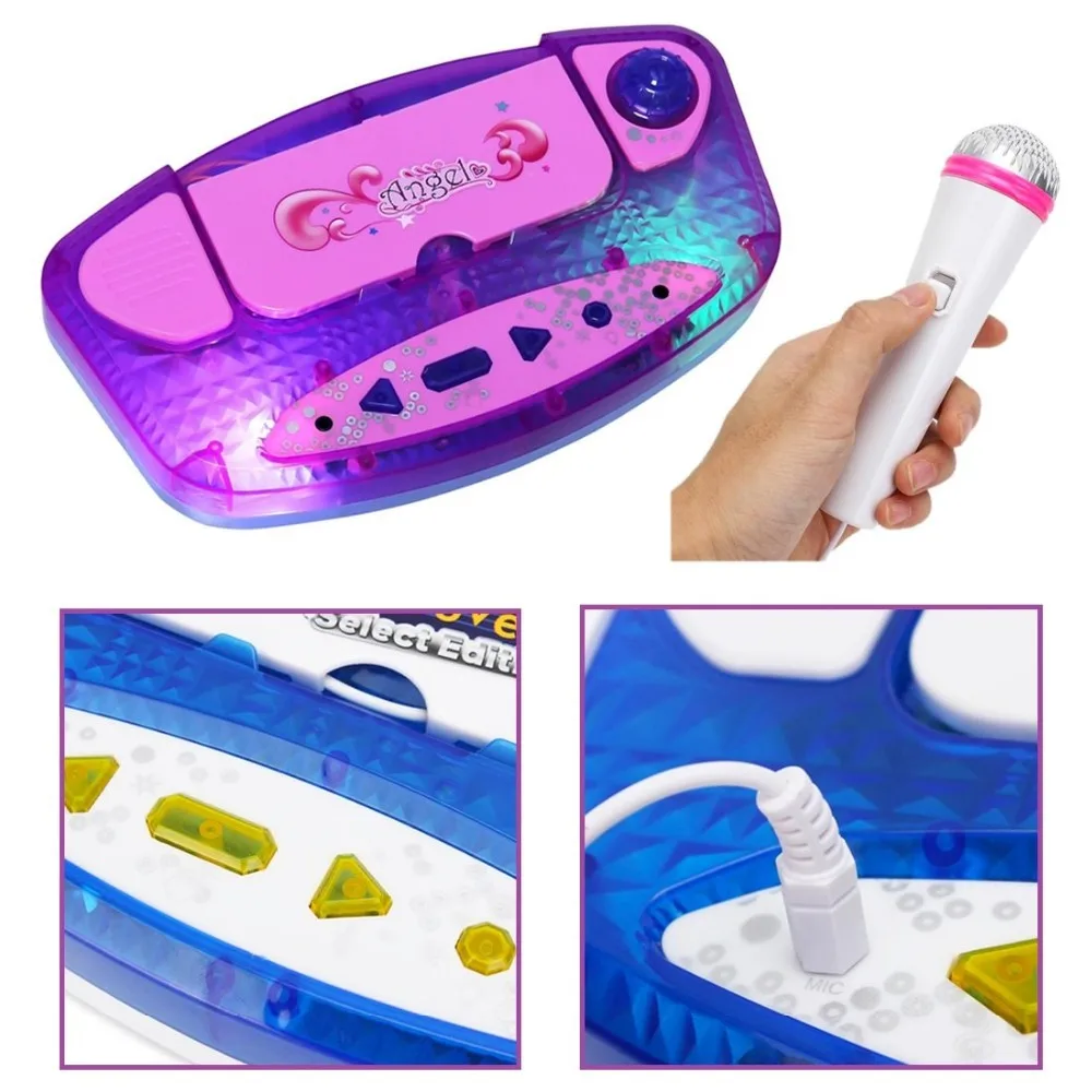 Kids Karaoke Machine Stand Up Microphones Play Set Of Two Mics With