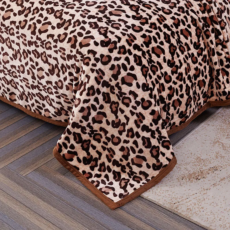 King/queen Size LeopardPrint Flannel /coral Fleece Bed Blanket China