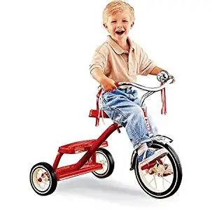 Radio Flyer Classic Red Dual-Deck Tricycle, Real Rubber Tires and Durable Steel-Spoked Wheels