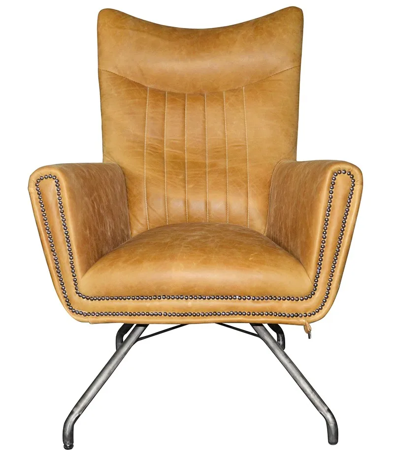 Yellow Leather Office Comfortable Executive Chair With Ottoman