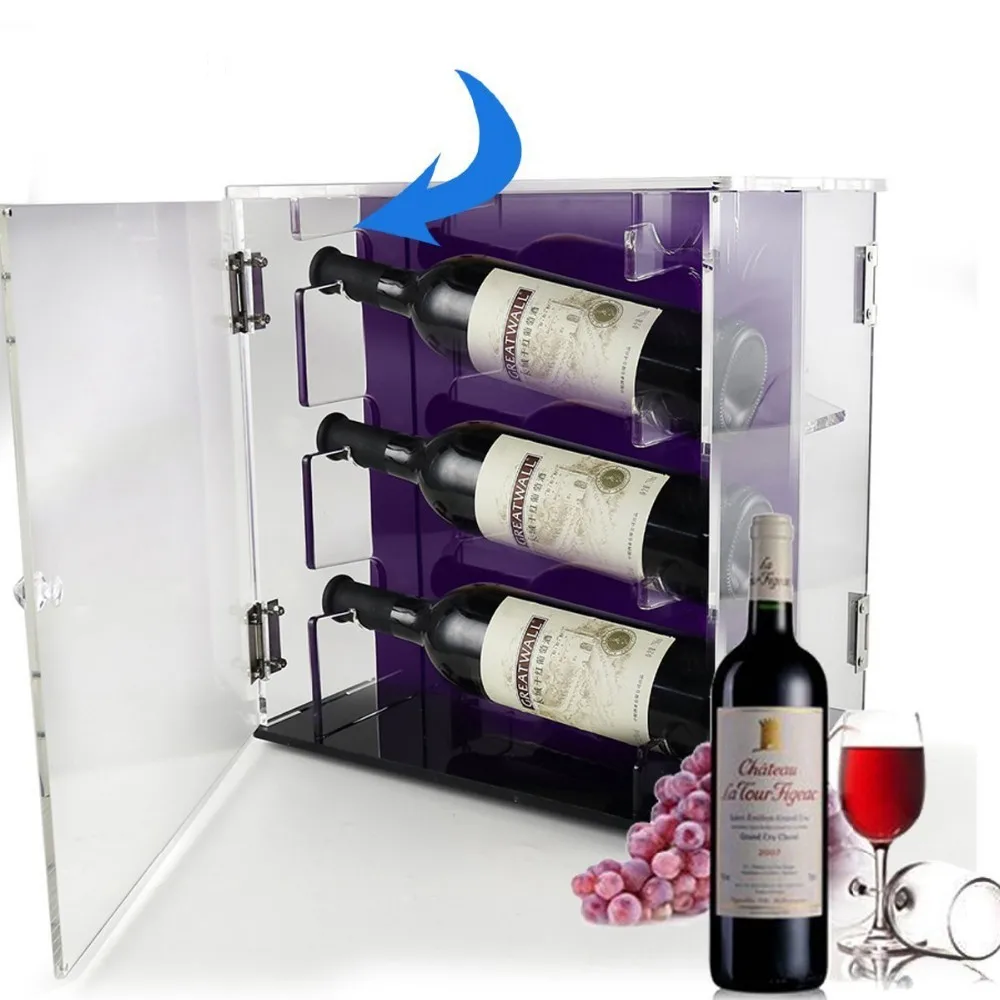 アクリルワイン収納キャビネットボックス収納ラックアクリルワインボトルディスプレイケースプロテクターワイングラスホルダー付き Buy