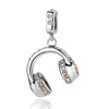 Popular Jewelry Qings Headset Charm for Bracelet 925 Sterling Silver Headphone with crystal for Necklace Gift for Girl Women