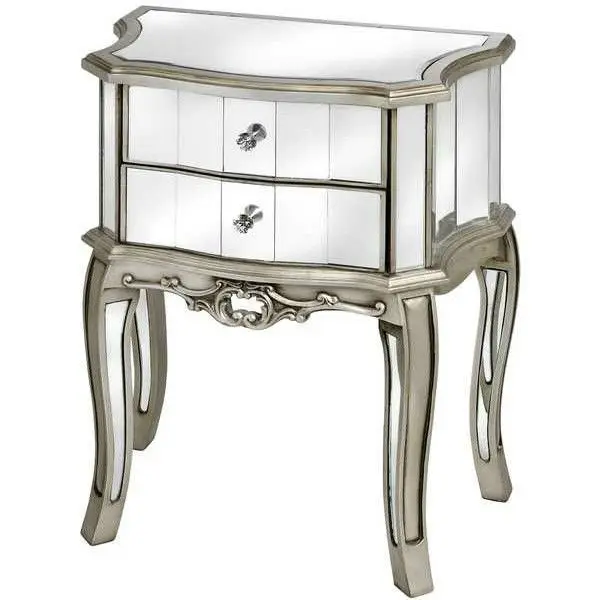 Argente Antique French Mirrored 2 Drawer Bedside Table Buy