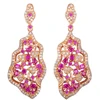 Created Ruby Floral Dangle Earrings Jewelry garnet dangle earrings ruby earring