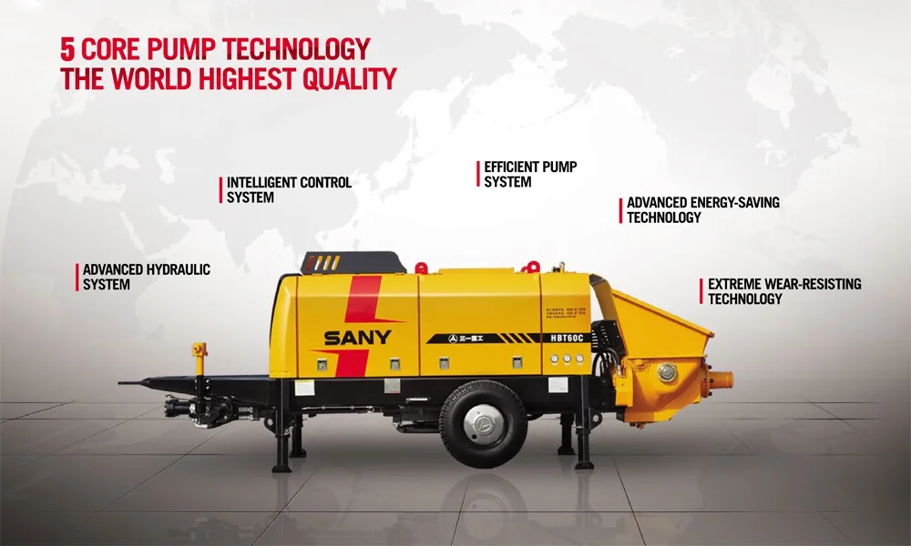 Sany Hbt5008c5s Diesel Trailermounted Concrete Mixer Pump Trailer For