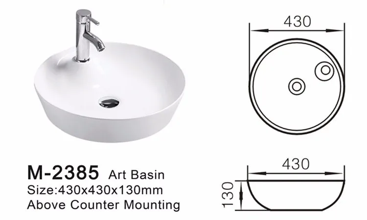 Round porcelain sanitary countertop types of lavatory