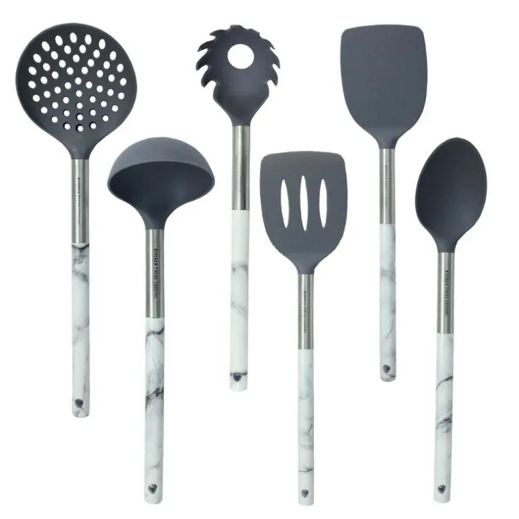 Unique Design Marble Handle Nylon Cooking Utensils Kitchen Utensil Set
