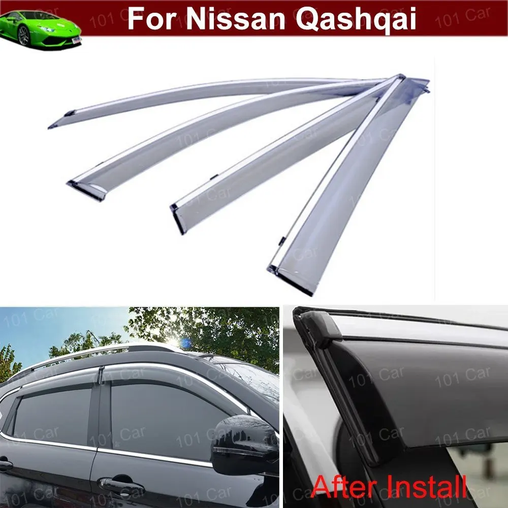Sizver Smoked Window Visors//Wind Rain Deflector Rain Guard for 2008-2013 Nissan Rogue S SV ^Outside Mount Visor^ SL