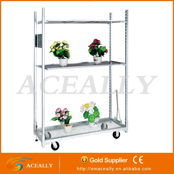 Garden Greenhouse 4 Wheels Flower/ Plant Mobile Metal Display Rack