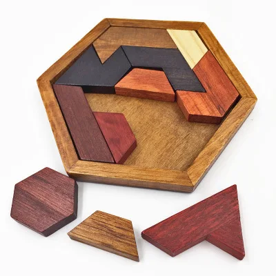 Funny Puzzles Wood Geometric Abnormity Shape Puzzle Wooden Toys Tangram ...