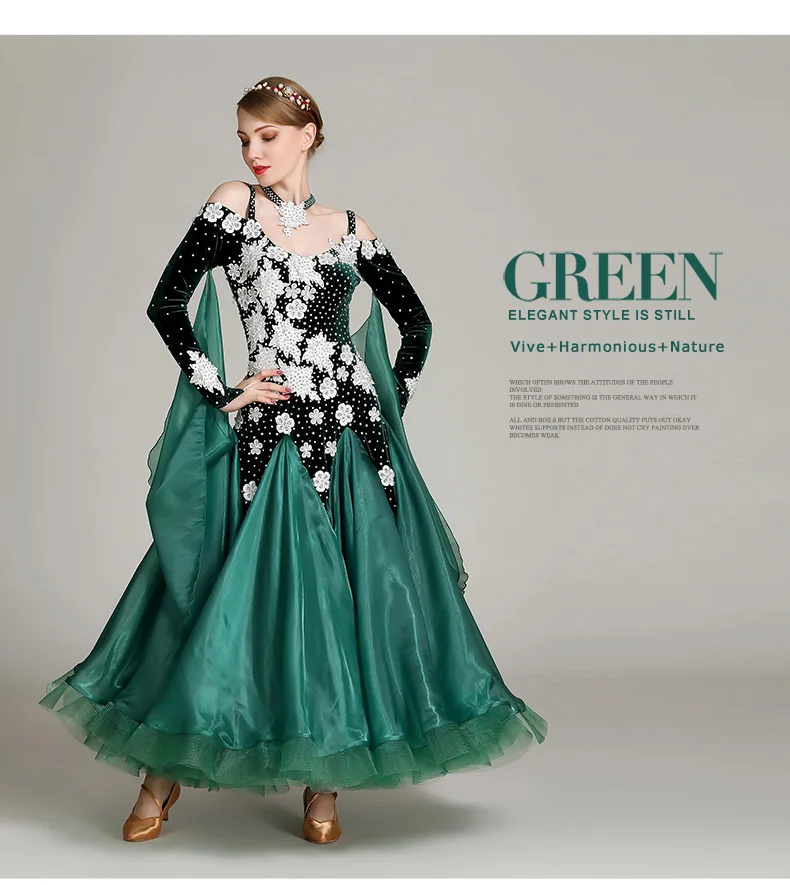 Fancy Girls Dance Stage Performance Dress Big Swingstandard Ballroom Dance Dresses Competition