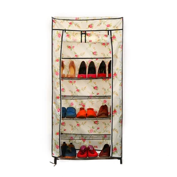 2018 Wholesale Popular Cloth Wardrobe Diy Style Metal Shoe Cabinet