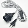E27 Lamp Socket EU Plug Power Cord with Switch Lamp Bases Fabric Electric Wire Lamp Switch Cable for LED Bulb Bases Holders