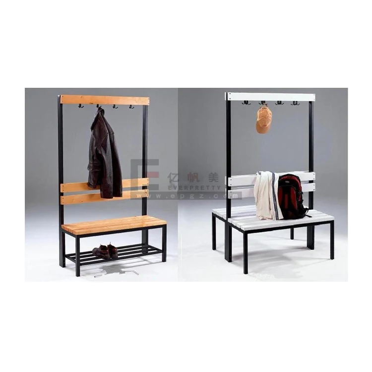 New School Outdoor Sports Room Wooden Seating Bench With Clothes