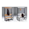 New School Outdoor Sports Room Wooden Seating Bench With Clothes Hanger
