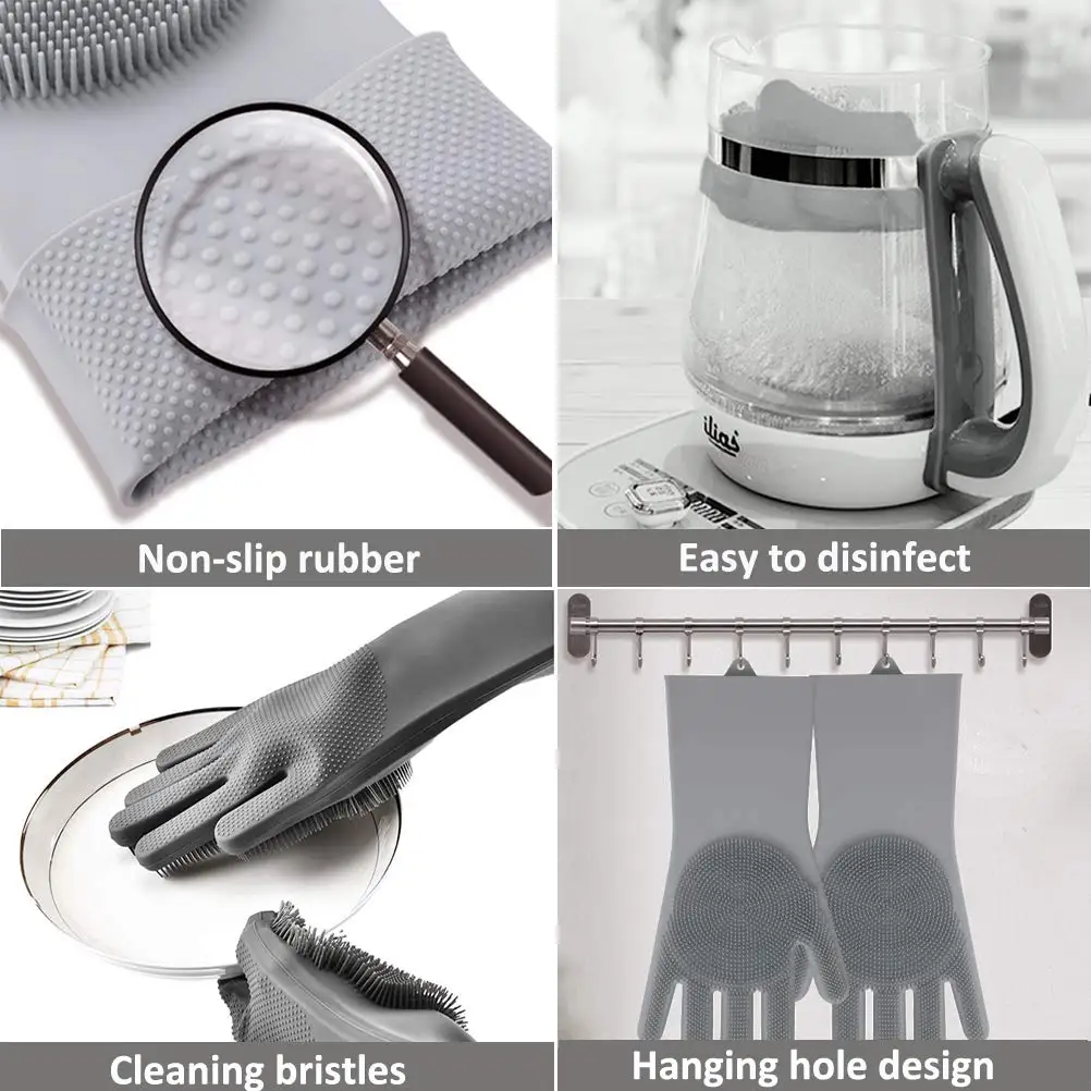 Silicone Cleaning Brush Scrubber Silicone Magic Gloves