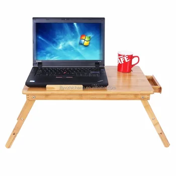 Wholesale Bamboo Foldable Laptop Table Lap Desk With Drawer Bed