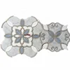 Beautiful Waterjet Flower Pattern White Marble Inlay Mosaic