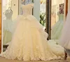 White Ball Gown Wedding Dress Long Train with Bowtie Hand Sewed Beading Sexy Bridal Wedding Gowns Customized Size XJ07