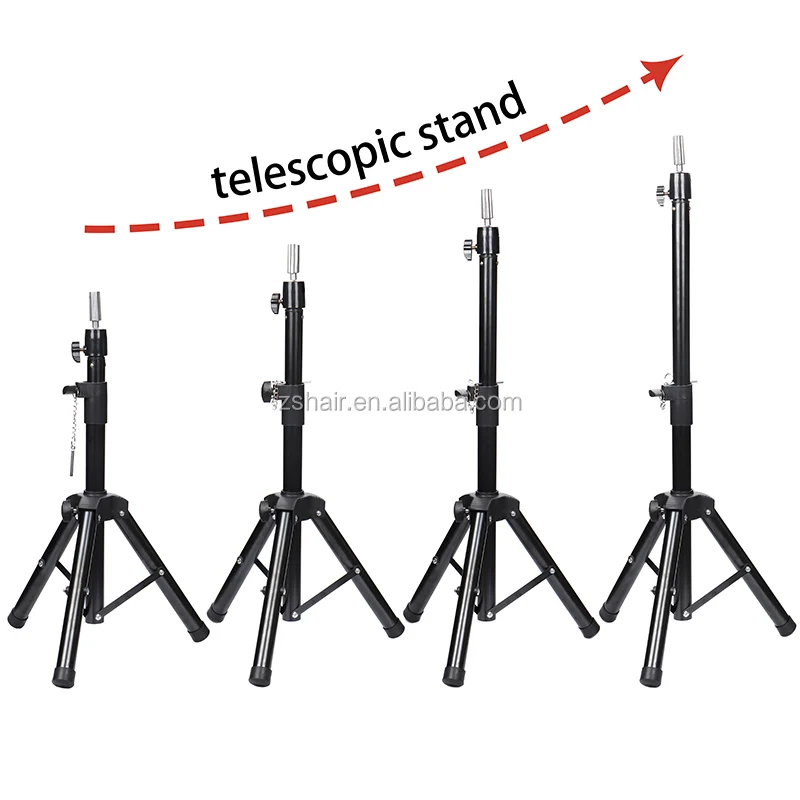 Wig Stand Tripod, Adjustable Wig Head Stand, Metal Mannequin Head Stand  With Non Slip Base, Canvas Block Heads Holder For Cosmetology Hairdressing  Wigs Hair Extensions Training Aluminum Alloy 