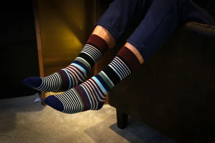 2016 Summer Fashion Mens Cotton Socks Colorful Striped Jacquard Art ...