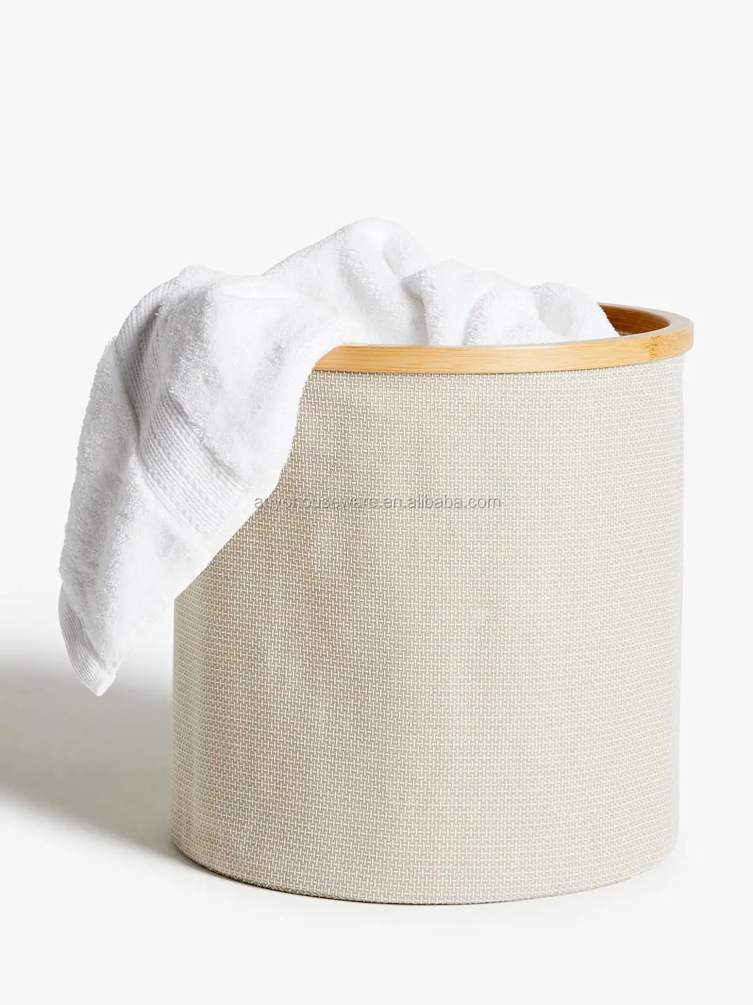 Wholesale Bamboo Rim Circular Laundry Basket Collapsible Storage