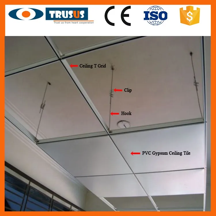 Interior Building Material 595*595*7mm Lamination Groove Soundproof Pvc