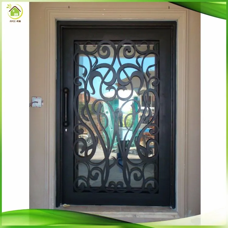 Popular Rod Wrought Iron Screen American Single Front Doors Buy Rod Iron Screen Doors American Front Door Wrought Iron Single Door Product On