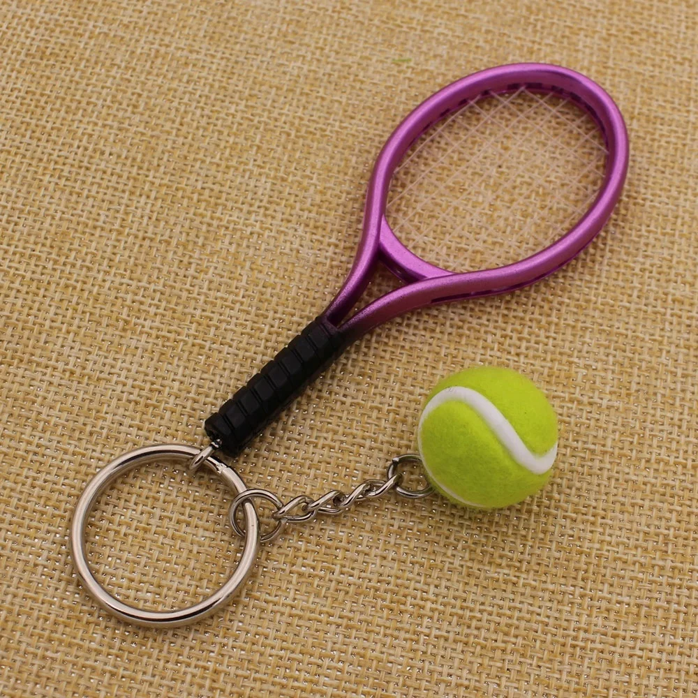 Custom High Quality Tennis Rackets Keychain With Ball Souvenir Gift