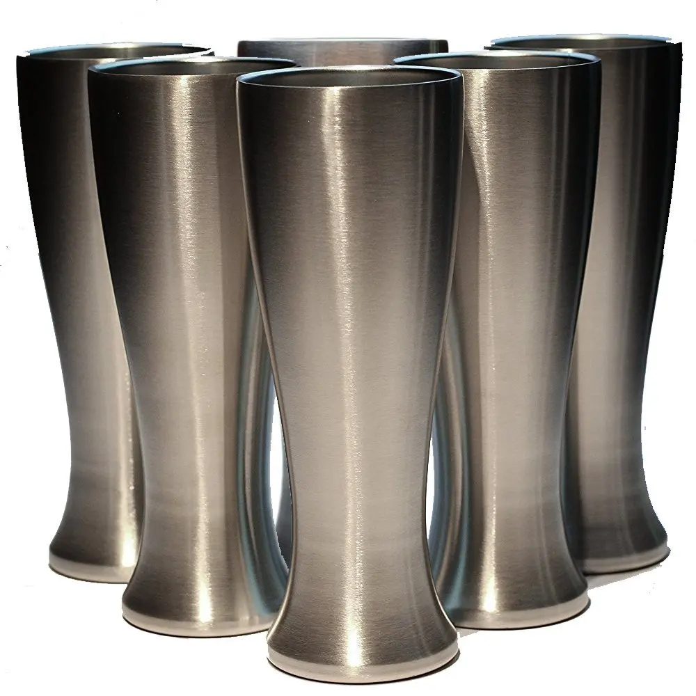 Perfect for COLD or HOT beverages Mason Forge Stainless Steel Double Wall Vacuum Insulated 14 Ounce Pilsner Style Beer Tumbler Set of 4 Sweat Free Double Wall Vacuum Insulated Beer Tumbler