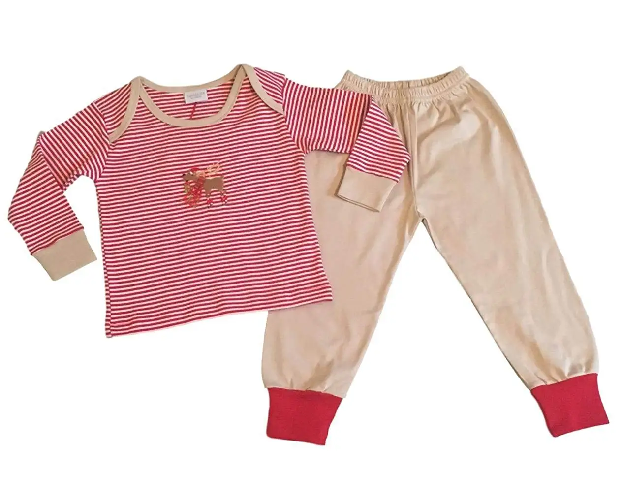 Big Kids Toddlers Rocket Bug Holiday Christmas Red /& White Striped Pajamas with Green Trim for Babies