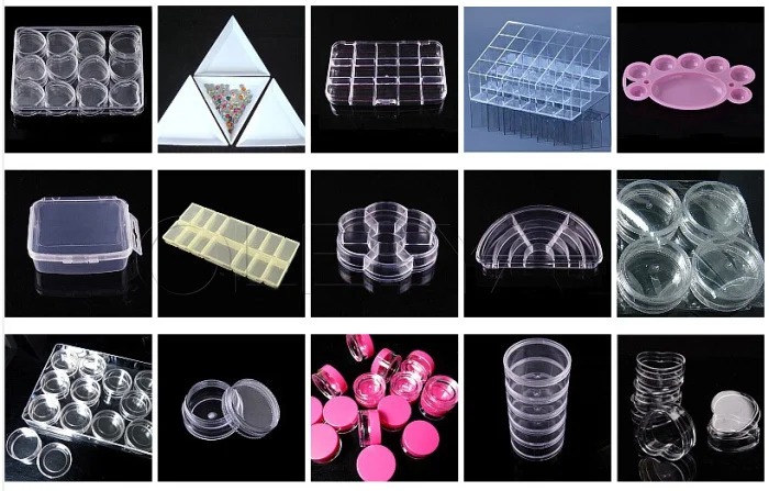 Good Quality Crystal Stone Plastic Jewelry case With 6cm Round Shape Plastic case for Nails