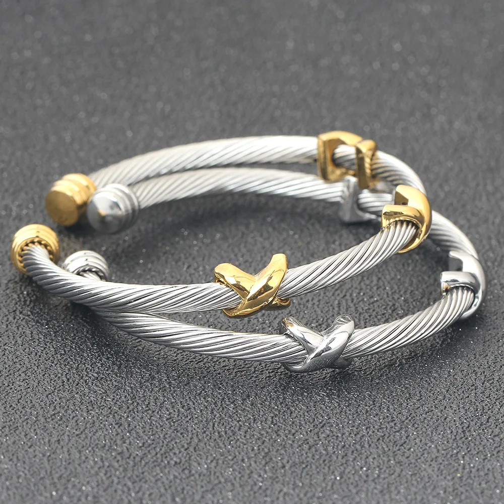 Chuyau Stainless Steel Cable Bracelet - Vintage Twisted Wire Adjustable Cuff Bangle For Women, Men, Teens & Moms - View #10