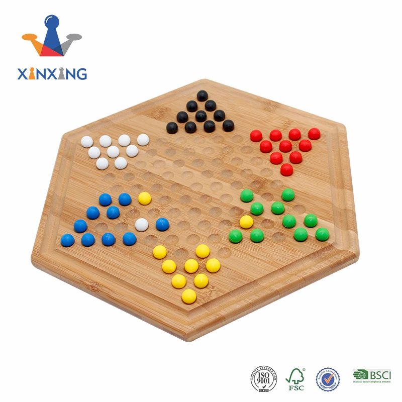 Home Entertainment Traditional Hexagon Wooden Chinese Checkers Family ...