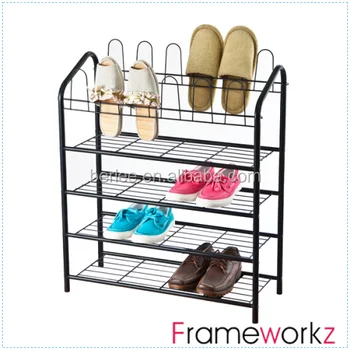 4 Tier Metal Shoe Rack With Wire Shelving 4 Tier Metal Shoe Rack With Wire Shelving