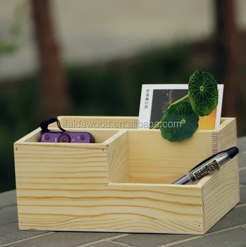 Wood Pen Pencil Holder Diy Multifunction Desk Storage Box