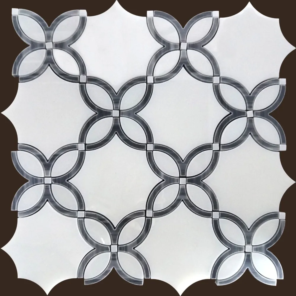 Luxury glossy surface background waterjet mosaic stone tiles