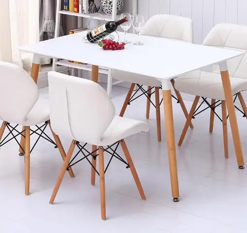 Modern Nordic Style Wooden Leg Coffee Dining Table Set White Top