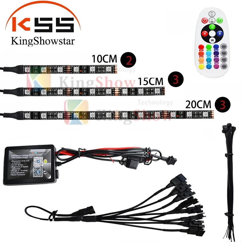 8Pcs led Motorcycle Light Kit Strips Multi-Color Accent Glow Neon Lights Lamp Flexible with Remote Controller