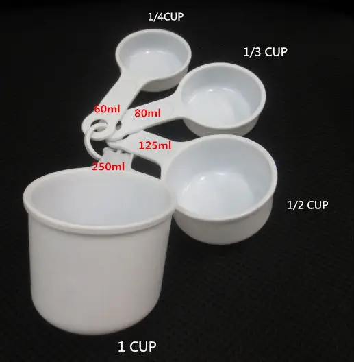 Plastic 1/4cup To 1cup Measuring Spoon Sets/white ...