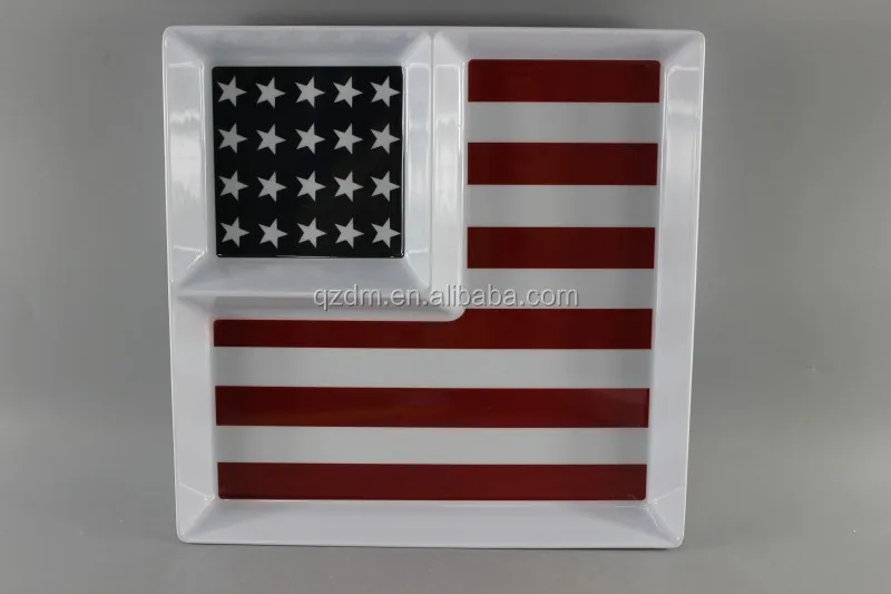 12" Melamine Chip dip plate,Double plate American market
