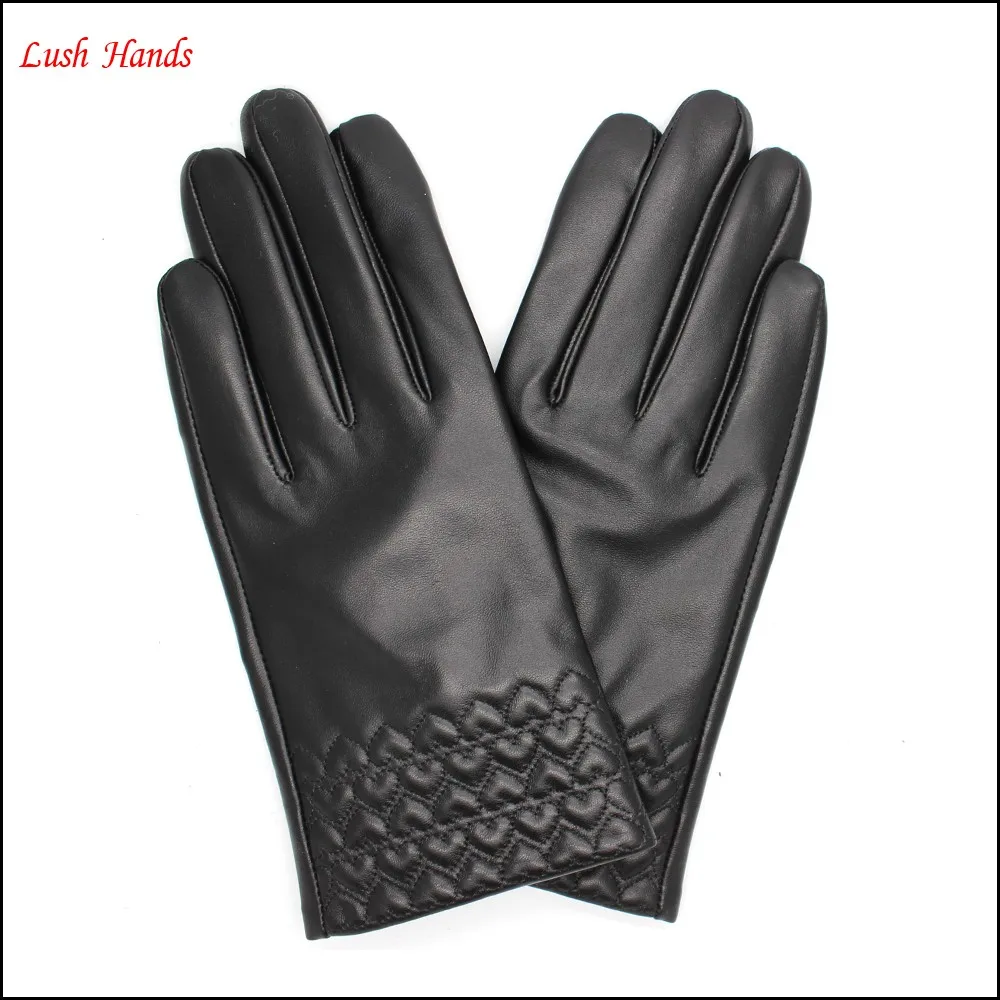 The most classic embroidery patterns ladies index finger touch screen leather gloves