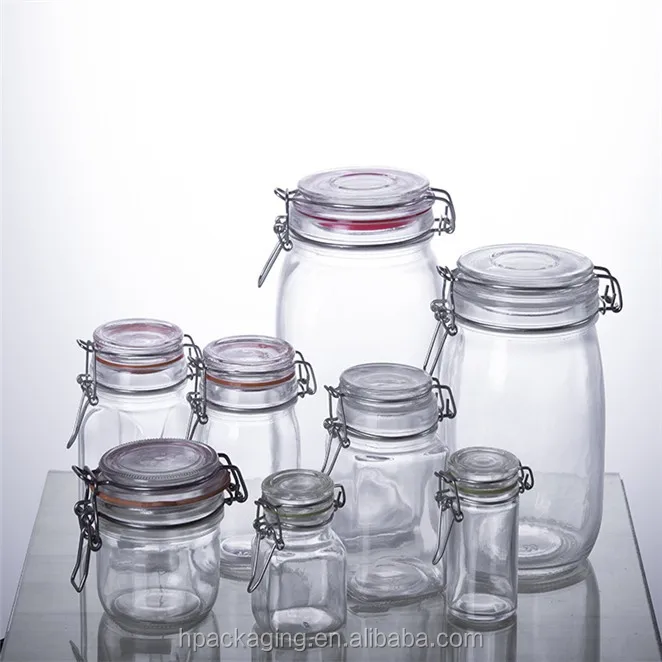 200ml Clamp Glass Spice Jar / Glass Storage Jar Container With Clamp