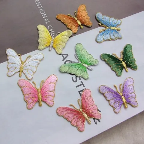CUTEHILL Iron on Patches, Butterfly Applique Patches, 10 Pieces Colorful Butterfly Embroidery Applique Patch