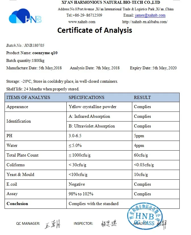 coa 辅酶 q10 粉末如下