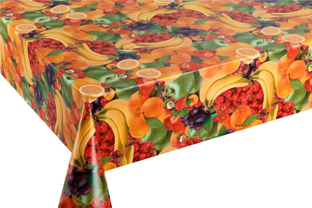 Fruit Design Waterproof Plastic Pvc Vinyl Tablecloth Table Cover Rolls