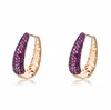 Onier Latest gold stud earrings jewelry russia nano ruby micro pave zircon huggie earrings hollow out ladies jewellery