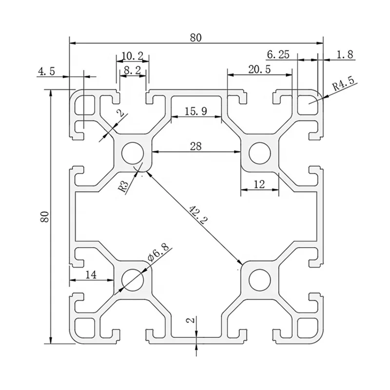 Wholesale 8080 T Slot Industrial Aluminum Extrusion Profile 6063 T5 ...