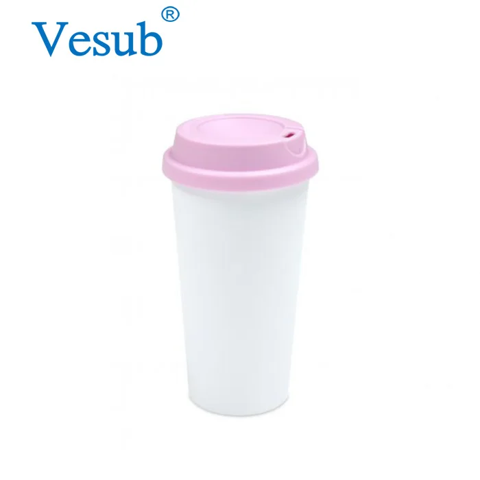 Custom Wholesale 450ml Double Wall Cheap Plain White Plastic Coffee Mug For Sublimation With