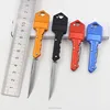 Stainless Steel Key shaped folding pocket wallet knife, multi color aluminum handles - PK05